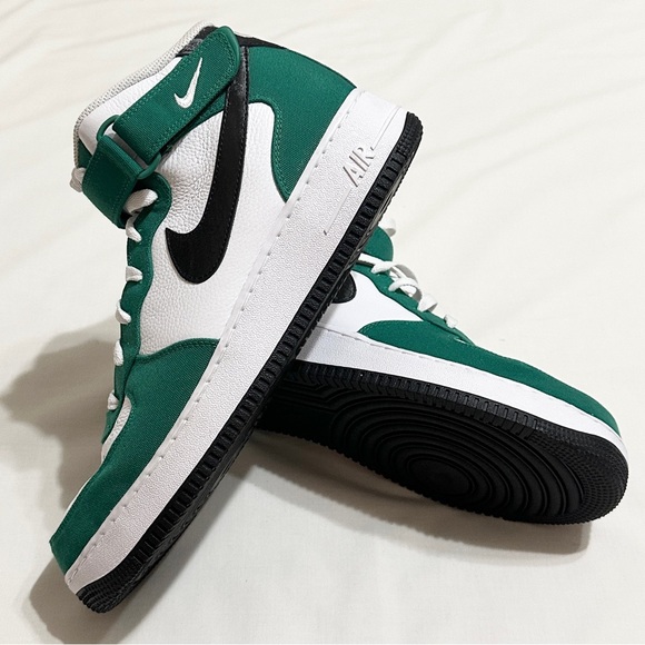 Nike AF1 Mid ID By You White/Green/Black - Custom Air Force 1 Sneakers - 12